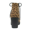 thumbnail image 4 of Second-S Cheetah Leopard Print Soda Women Ankle Combat Boots High Heels Lace Up Side Zipper Booties 6, 4 of 4