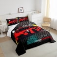 thumbnail image 3 of jejeloiu Red Race Car Queen Comforter Set,Speed Moving Sport Bedding Sets,Modern Abstract Geometric Plaid Bedding Comforter Set For Boys Teens,Ultra Soft Home Decor,3pcs, 3 of 8