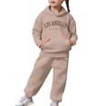 thumbnail image 7 of mgoYE Toddler Boy Clothes 4t Kids Outfits 3-14T 2 Piece Letter Print Hoodie Sweatshirt and Jogger Sweatpants with Pockets Unisex Winter Fall Sets(Khaki,6-7 Years), 7 of 7