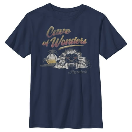 Boy s Aladdin Aladdin Cave of Wonder Postcard Graphic Tee Navy Blue X Small