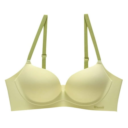 Mrasaso Weekly Deals! Womens Cotton Underwear Women Nylon Bra Women s Seamless Wireless Bra Detachable Chest Sagging Wave Pattern for Comfort(1pc Bra) Green|L
