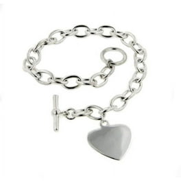 Small Heart Tag Rolo Chain Sterling Silver Bracelet Small Heart Tag Rolo Chain Sterling Silver Bracelet