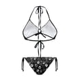 thumbnail image 2 of Chririnla Women's Halter Neck Two Piece Bikini Set - Cute White Paw Print Design - Quick Dry, Tie Side Swimwear for Beach Vacation & Pool Party, 2 of 9