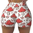 thumbnail image 2 of Logiee Amanita Red Mushroom Print Women's Biker Shorts,Workout Gym Shorts,Scrunch Shorts,Tummy Control Hidden Scrunch Running Yoga Shorts-Large, 2 of 8