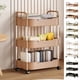 thumbnail image 1 of Organizador de 3 niveles para carrito de almacenamiento de cocina | Portaequipajes con reposabrazos, estanterías ventiladas, plástico, negro/rosa/verde/blanco, 27"x14"x9" | Baño, inodoro y salón, 1 of 6