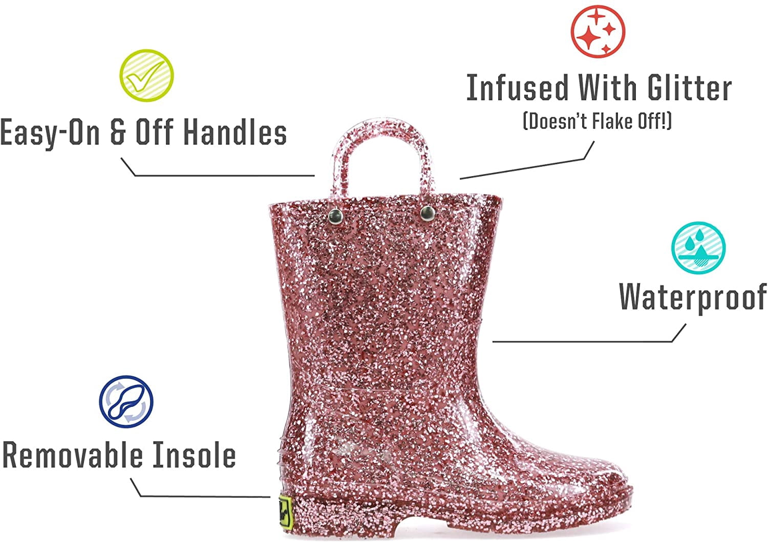 Western Chief Toddler and Little Kids Girls’ Glitter Rain Boots