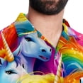 thumbnail image 5 of Robot Unicorn Attack Men's Short Sleeve Button Down Casual Poplin Shirts for Summer Beach, Printed Design - Unisex, 5 of 6