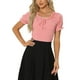 thumbnail image 1 of BLUSA DE GINGHAM PARA MUJER CON VOLANTES EN EL CUELLO REDONDO Y MANGAS ABULLONADAS M ROJO, 1 of 6