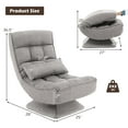 thumbnail image 3 of Giantex Chaise de Sol Pivotante à 360°, Chaise de Sol Compacte et Réglable avec Dossier Réglable à 5 Niveaux et Coussin de Massage, Gris, 3 of 6