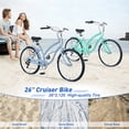 thumbnail image 3 of Beach Bike, 26"Inches Cruiser Bike with 7 Speed for Women and Men, Bicycle with Double Brakes and Durable Steel Frames, Mint Green, 3 of 6