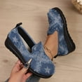 thumbnail image 2 of Miluxas Women Comfortable Slip on Work Flats Denim Shoes Star Print Round Toe Lightweight Breathable Womens Dressy Casual Walking Shoes Dark Blue 9(42), 2 of 9