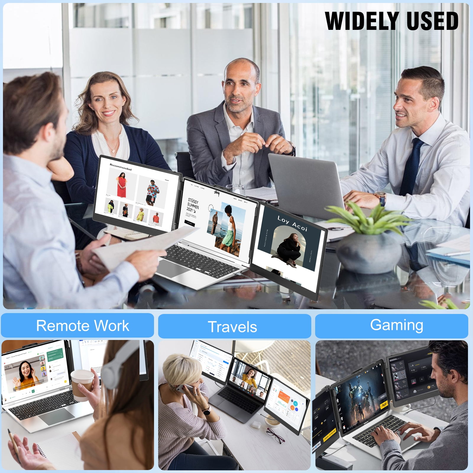 Laptop Screen Extender, 14" 1080P FHD IPS Display for 13"-17.3" Laptops, Portable Monitor Innovation Statues,