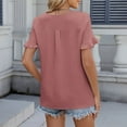 thumbnail image 4 of Mode Femme T-Shirt Col en V - Ajusté, Manches Courtes avec Ourlet à Volants pour Style Décontracté, 4 of 5
