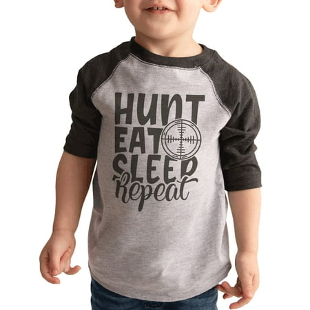 

7 ate 9 Apparel Kids Hunting Shirts - Hunt Eat Sleep Repeat Grey Shirt 5T