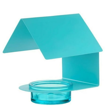 Couronne COURM447200A 6 in. Metal and Glass House Bird Feeder  Aqua
