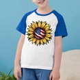 thumbnail image 1 of MKOSPLRT Chemises Tournesol Drapeau Américain Enfants Garçons Filles Manches Courtes à Blocs de Couleur Chemises Raglan Col Rond Chemises du 4 Juillet 3-14 Ans, 1 of 7