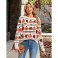 thumbnail image 4 of Halloween Sweaters for Women 2026 Fall Pumpkin Knit Pullover Sweater Fair isle Crewneck Beige Sweaters Shermie, 4 of 9