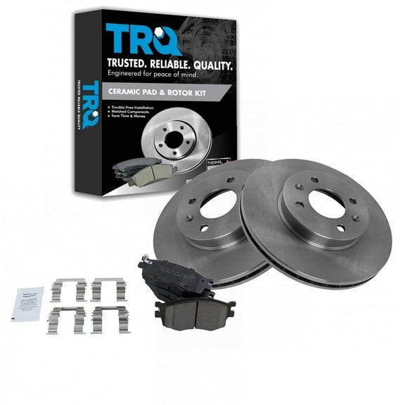 TRQ Front Brake Pad & Rotor Kit Brake Pads Brake Rotor Ceramic Fits Select 2006-2011 Hyundai Accent Kia Rio