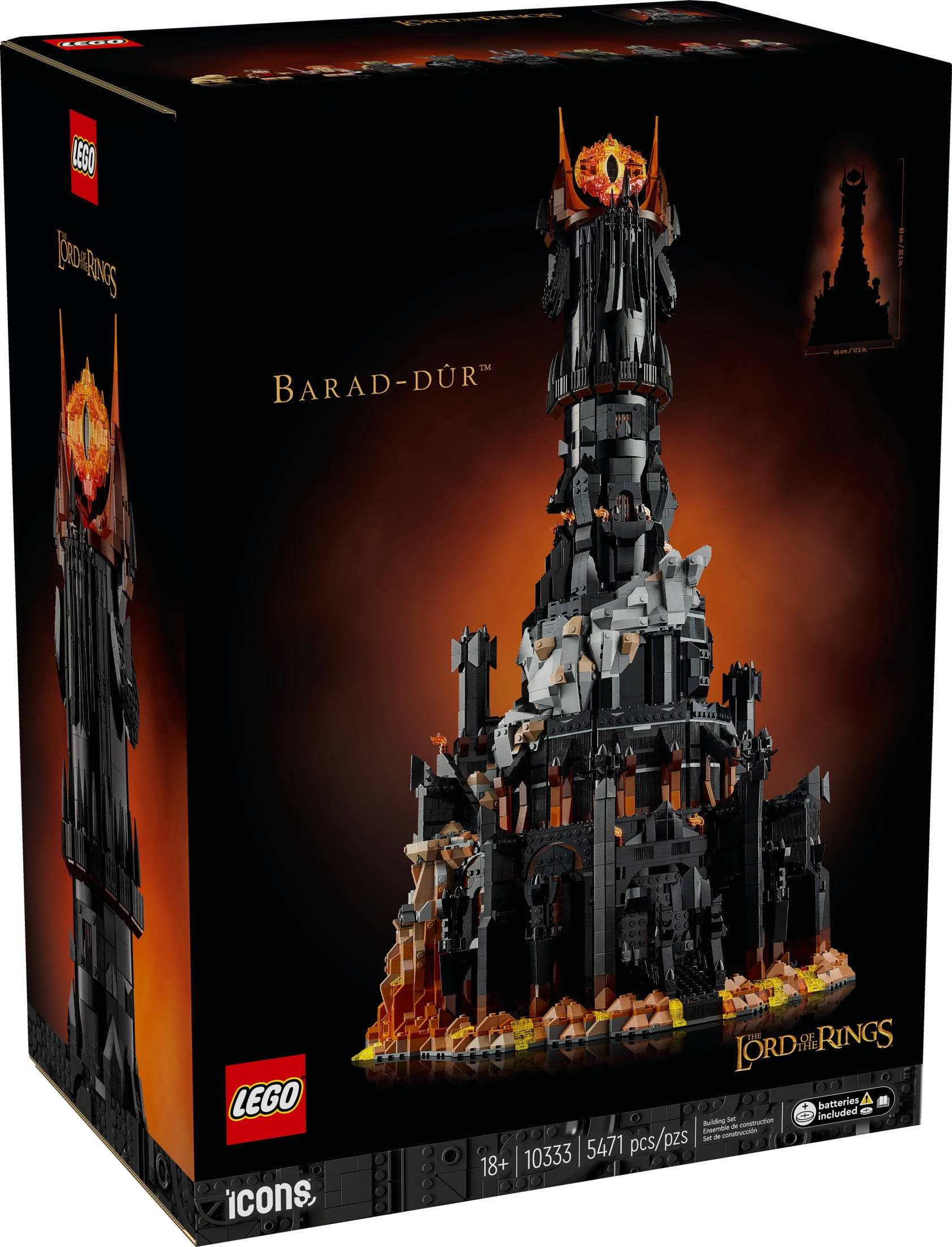 LEGO Icons Lord of the Rings Barad-dûr Building Set for Adults - Lord of the Rings Collectible for Fans - Includes 6 Minifigures - Gift for Men and Women - 10333