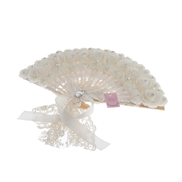 Folding Fan White Silk Handheld Folded Fan Bridal Dancing Props Wedding Gift Party Favors DIY Decor