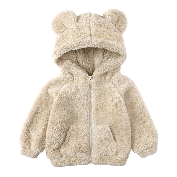 Veste en Molleton pour Bébé Vestes en Molleton pour Tout-Petits Filles Garçons Chandail à Capuchon en Molleton Vestes Enfants Manteau d'Extérieur à Fermeture Éclair Manteau pour Tout-Petit Veste pour Enfants Chandail à Capuchon Nouvelles Vestes d'Automne Manteau d'Hiver Beige 3T