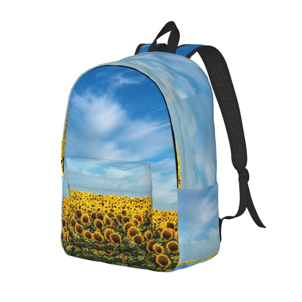 Balery Blooming Sunflower Field Mochila Clásica Impresa Básica para Viaje, Mochila Escolar Resistente al Agua, Mochila de Lona con Correas Ajustables-Small