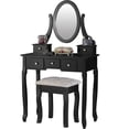 thumbnail image 2 of Vanity Dressing Table Set w/ Stool for Bedroom, Black, 5 Drawers, 2 of 4