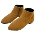 thumbnail image 2 of Dress Boots for Women Ladies Winter Fall Shoes Fashion Suede Pointed Toe Low Heel Ankle Booties with Side Zipper Khaki Size 6.5, 2 of 6