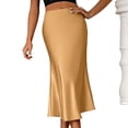 thumbnail image 2 of LYMAYTER Women Midi Silk Skirt Summer Long Satin Skirt Elegant Cocktail Party A-Line Midi Skirts S-2XL, 2 of 8