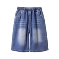 thumbnail image 4 of Weebloom Kids Boys Baggy Jean Shorts Cargo Wide Leg Solid Color Classic Casual Shorts Lightweight Comfortable Boys' Denim Shorts 5-6 Years, 4 of 5