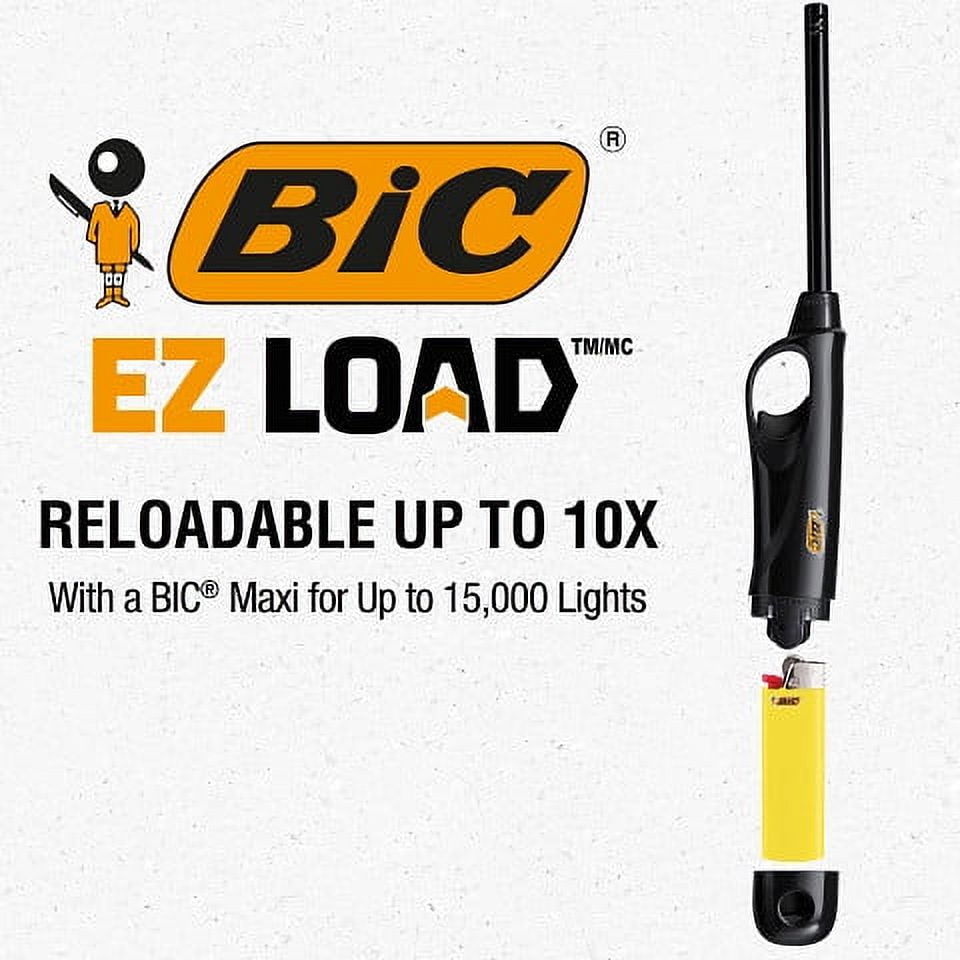 BIC EZ LOAD Lighter, Reloadable Multi Purpose Lighter, 10-Pack Starter Kit (Colors May Vary)