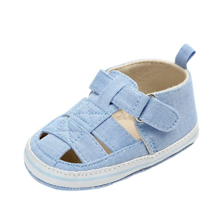 

kpoplk Baby Girls Shoes Pierced -Slip Baby Summer Sandals Soft Prewalker Shoes Crib Fashion Baby Baby First Walking Shoes(Blue)