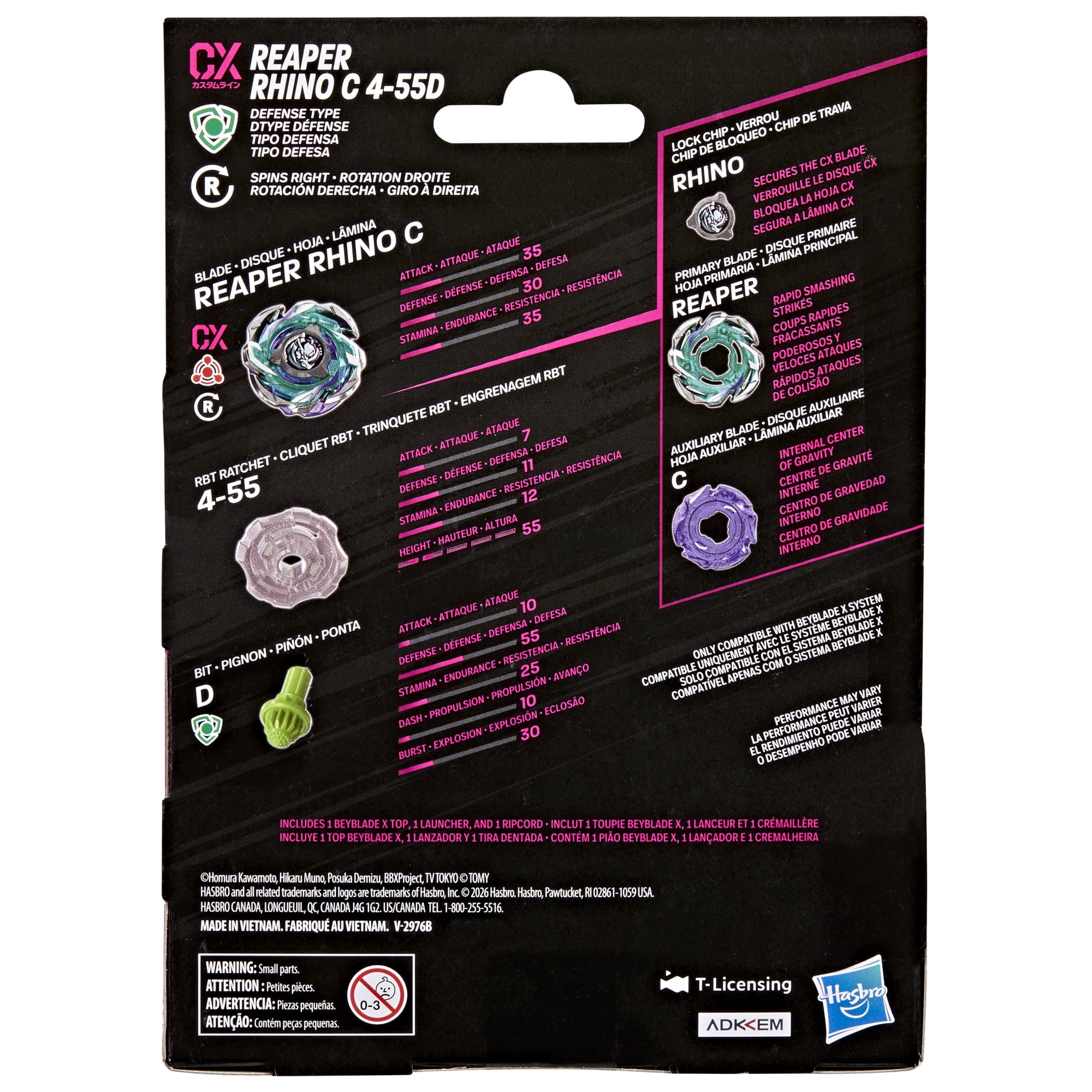 Beyblade X Reaper Rhino C 4-55D CX Starter Pack Top and Launcher