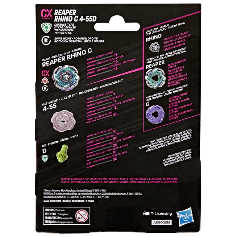 Beyblade Reaper Rhino C 4-55D CX Starter Pack with Top and