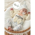 thumbnail image 6 of BemeyourBBs Preemie Newborn Baby Girls Hospital Going Home Outfits The Princess Has Arrived Letters Print Long Sleeve Romper Elastic Waist Pants Headband Hat Set Infant Baby Girl Clothes, 6 of 9