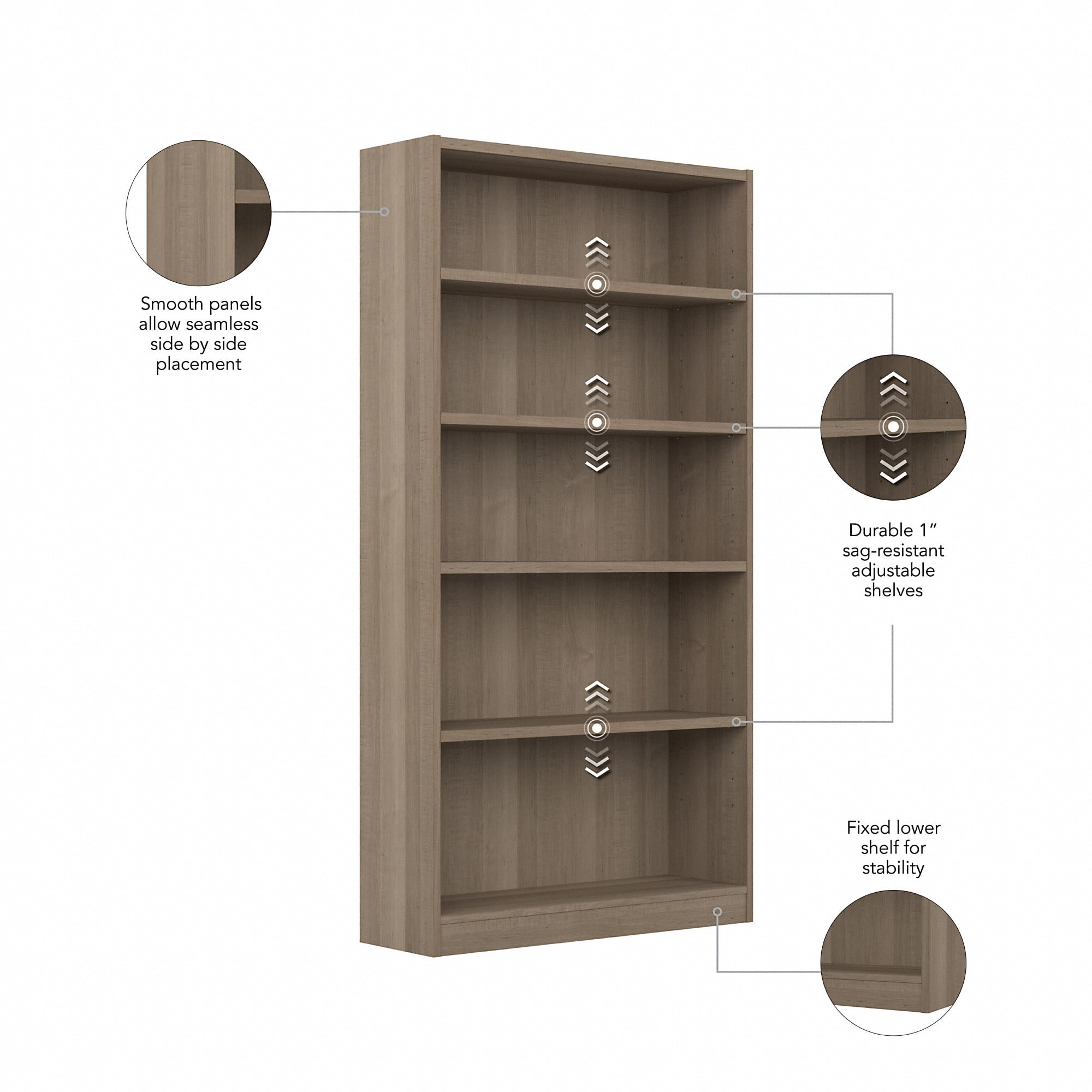 Bush Furniture Universal Tall 5 Shelf Bookcase