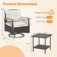 thumbnail image 3 of Costway 3 PCS Outdoor Swivel Chair Set with 2-Tier Tempered Glass Side Table Cushions, 3 of 10
