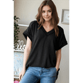 thumbnail image 2 of 1 Piece Women's Short Sleeve Knit Tops Black L, 2 of 6