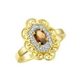 thumbnail image 6 of Rylos 14K Yellow Gold Floral Designer Ring with 6x4 MM Oval Smoky Quartz & Sparkling Diamonds - Birthstone Jewelry for Women -Size 5, 6 of 7