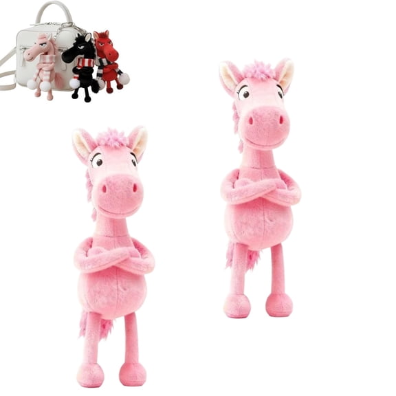 Horse Plush Doll Pendant, 2026 Year of The Horse Mascot, Bag and Key Chain Decoration Gift,High-Cold Cool Horse Keychain(Pink)