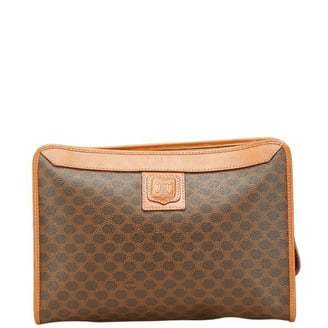 Pre-Owned Celine Macadam Vanity Bag Handbag Pouch Brown PVC
