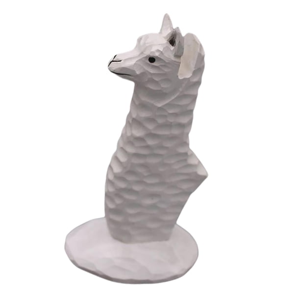 Soporte para gafas con forma de animal, tallado en madera, adorno de escritorio divertido Alpaca