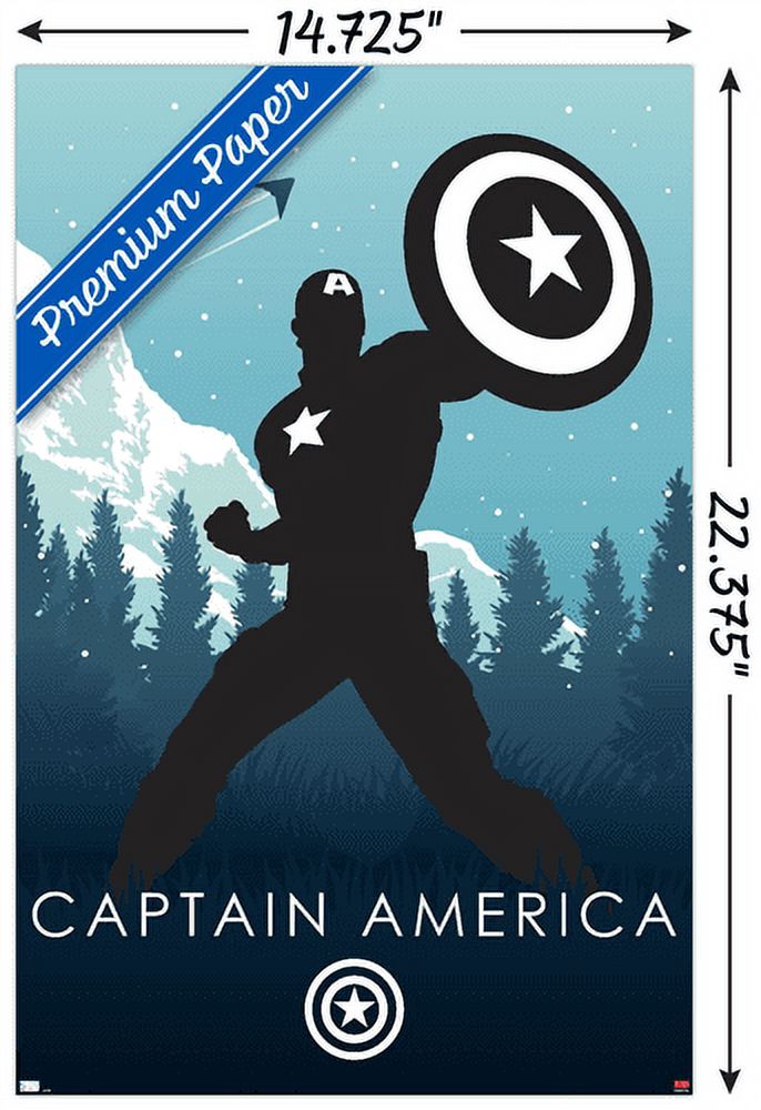 Marvel Heroic Silhouette - Captain America Wall Poster, 14.725" x 22.375"