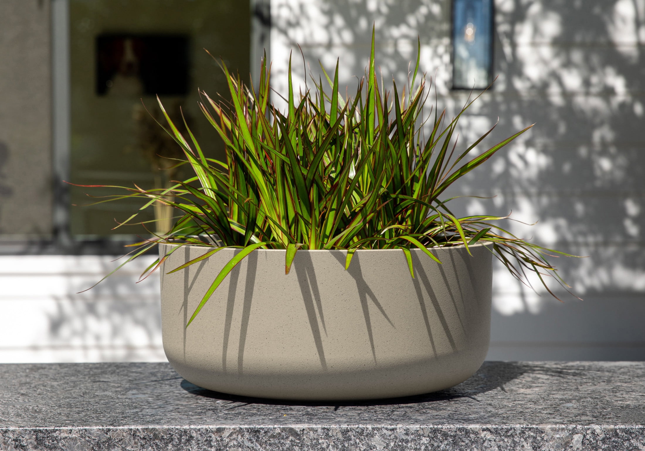 Veradek Mason Series Kona Bowl 14" Plastic-Stone Planter 2-Pack Sand