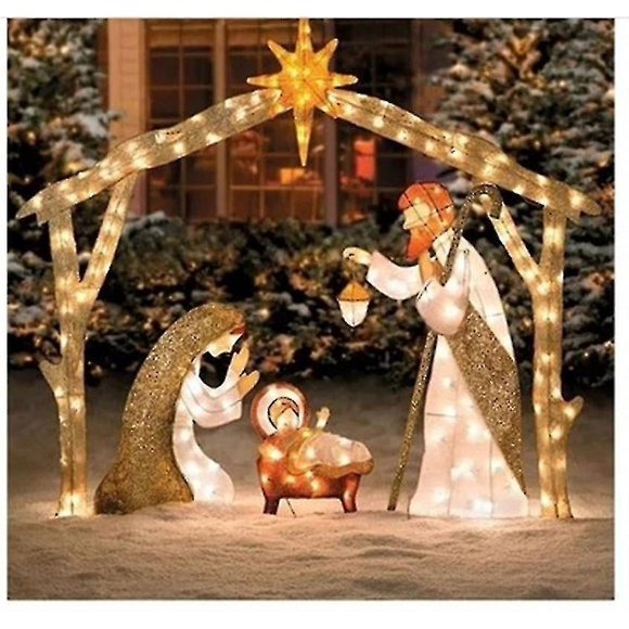 Décoration de Noël Scènes Extérieures Crystal Splendor, Nativity Scene Bleu