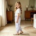 thumbnail image 5 of Mifsaly Toddler Girls Girls Harem Pants Kids Floral Print Elastic Waist Lightweight Lounge Boho Long Pants, 5 of 6