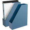 Alfion Magazine File Organizer | Holder for Desk or Bookshelf Use 2-Pack (Navy Blue)…