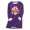 thumbnail image 2 of Tenues de Sortie pour Femmes Mode Noël Imprimé Manches Régulières Hiver Ample Vacances Décontracté Manches Col Rond Chemise Hauts Assortis Chandails à Capuchon en Liquidation, 2 of 5