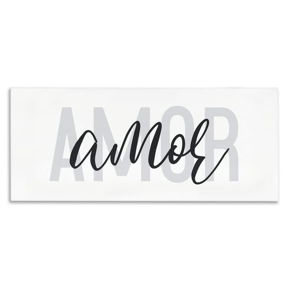 Stupell Industries Amor con Diseño Minimalista Typography and Symbols Painting Wrapped Canvas Art Print Wall Art, 24 x 10