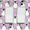thumbnail image 1 of Metal Light Switch Plate Cover Cute Penguins Ice Skating Purple BRD003, 1 of 13